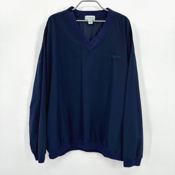 Izod Vintage Men's V-Neck Windbreaker Golf Pullover in Navy Blue sz XL - Picture 1 of 6